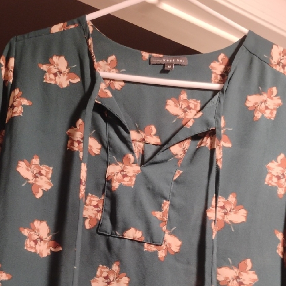 West Kei Floral Teal Blouse